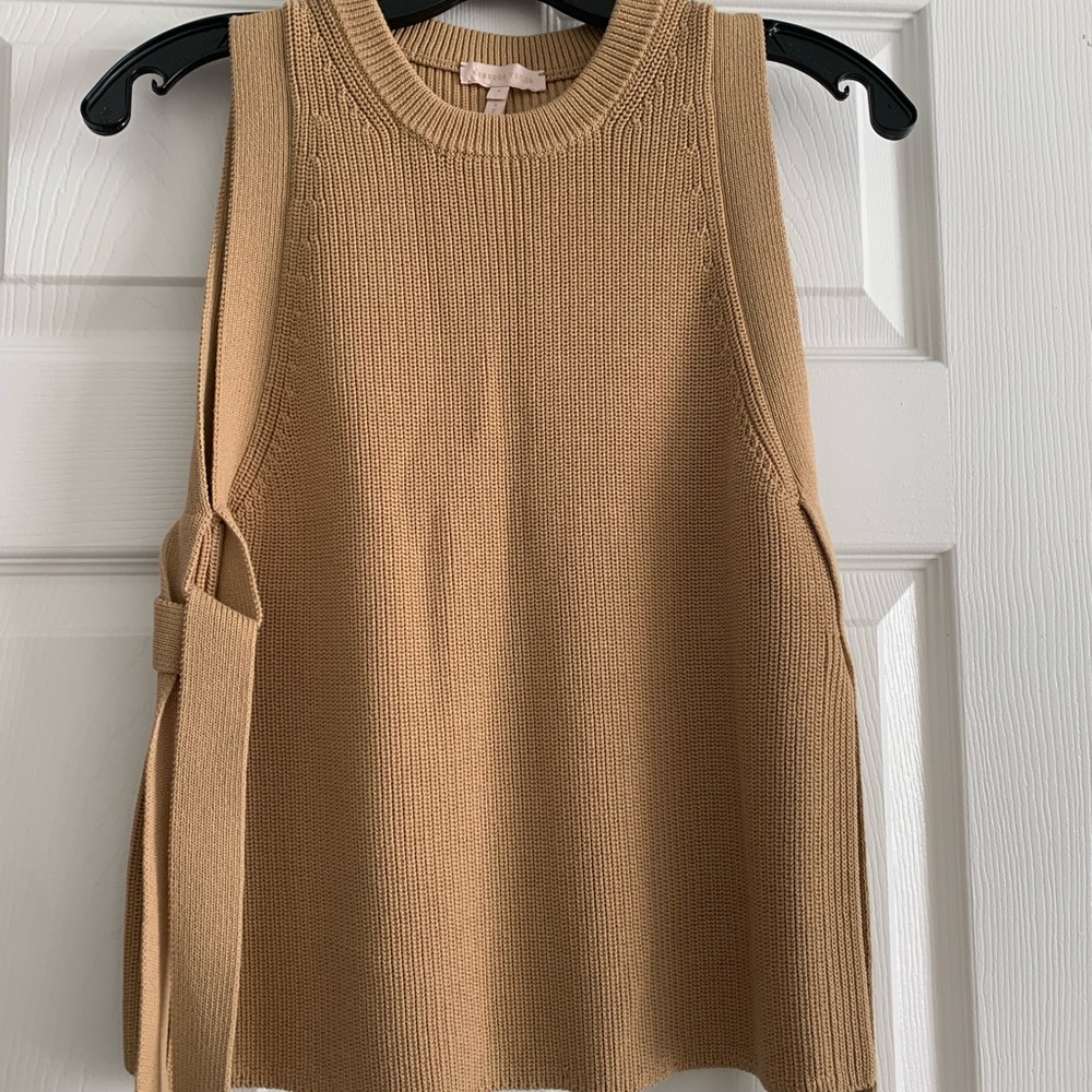 Rebecca Taylor Tan Ribbed Cut Out Tank Top -New, no tag